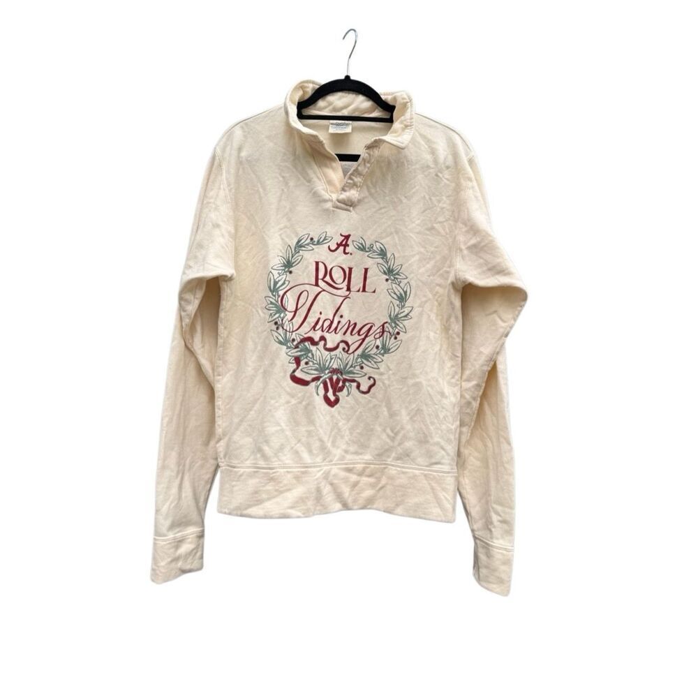 Comfort Wash Women's Alabama Roll Tidings V-Neck Sweater in Cream Size Small
